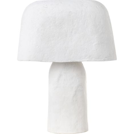 Lámpara de mesa artesanal de papel maché blanco Carrasco