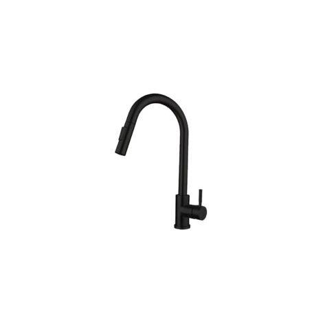 Grifo de cocina extraíble con protección antisalpicaduras, rotación de 360°, diseño ligero, color negro - Crezuo (1/3)
