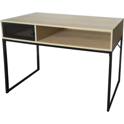 Console d'entrée en bois et métal noir 120x39.5x75cm (1/3)
