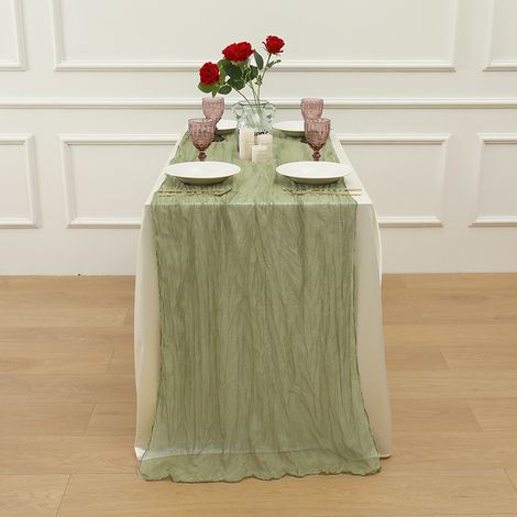 Chemin de Table en Gaze Vert Sauge 1 Pack 90 × 300 cm, Décor de Table de Noël (1/5)