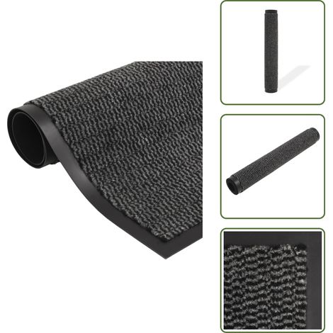 Paillasson rectangulaire 120 x 180 cm Anthracite - Tapis D'entrée - Paillasson Intérieur - Antidérapant - Entrée Maison - Nettoyage Sols (1/5)