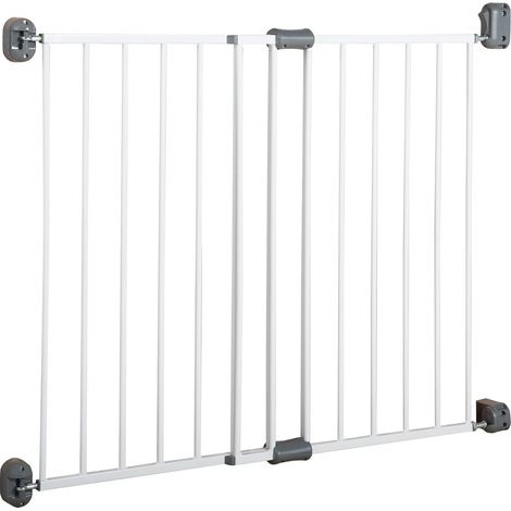 Barrière de Sécurité Bébé Easy Step en Métal - Extensible - pour Porte et Escalier de 60 à 97 cm - Blanc (1/5)