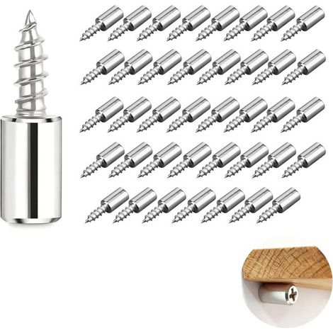 40 unidades de soportes para estantes, tornillos autorroscantes, anclajes de pared para estantes, para librerías, armarios y gabinetes (1/5)
