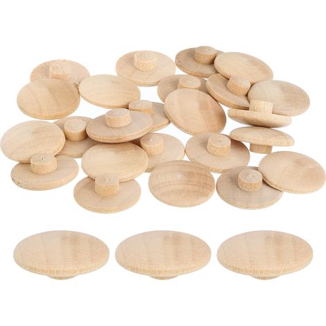 40Pcs Bouchons à Bouton en Bois, 7mm/0,28" Bouchon de Trou de Vis en Bois Dur, Capuchons en Bois de Dôme, Bouchon en Bois pour Meubles, Travail du Bois, Artisanat (20mm x 7mm) (1/5)