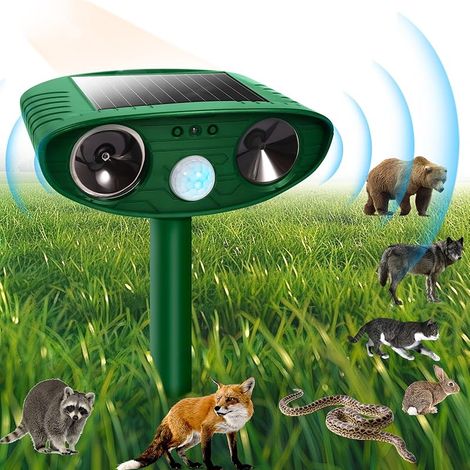 Répulsif Chat Ultrason à Energie, Étanche Répulsif Chat Répulsif, Ultrason Anti Chat avec Détecteur de Mouvement pour Anti Chats Chiens Souris Ratons