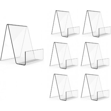 7 pezzi - Fermalibri - Trasparente - Fermalibri - Supporto per libri - Espositore trasparente - Supporto per esporre libri, riviste, piatti, foto, opere d'arte, CD - Acrilico - 7590105 mm (1/5)