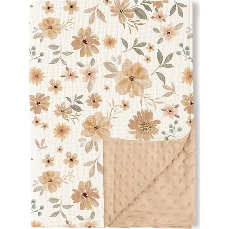Manta de algodón para bebé，75 x 100 cm，Manta infantil reversible，Alfombra para gatear del bebé，Apta para recién nacidos (1/5)