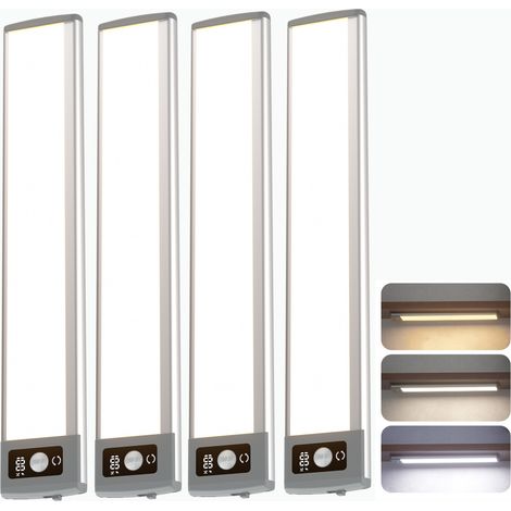 Confezione da 4 luci wireless sottopensile con display numerico, luce dimmerabile con sensore di movimento per armadi da interno (1/5)