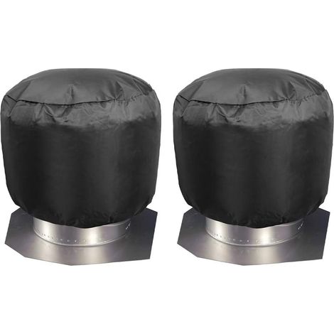Lot de 2 housses d'aération de toit robustes et imperméables en tissu Oxford 420D noir (30 x 44 cm) (1/5)