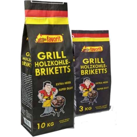 Favorit Grillbriketts 3 kg Sack Holzkohlebriketts aus Holzkohlenstaub gepresst