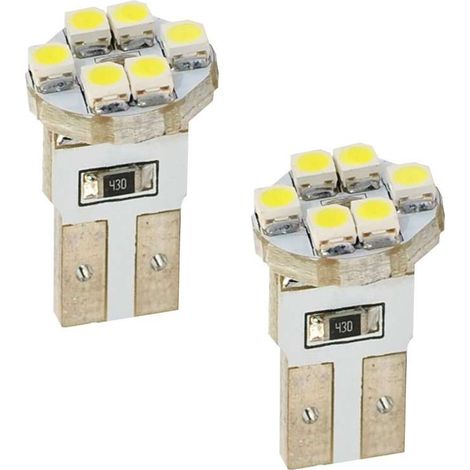 2x ampoule LED blanc 12V 5W T10 W2,1x9,5D 6x SMD 2835 voiture remorque moto camion