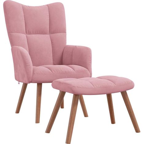 Chaise de salon，Chaise de relaxation avec repose-pied Rose Velours CFW15782 (1/5)