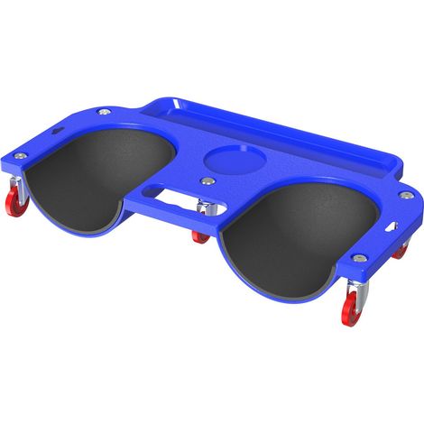 Relaxdays Knierollbrett, bis 150 kg, gelenkschonender Knieschoner auf Rollen, Werkzeugablage, BxT: 50 x 25,5 cm, blau