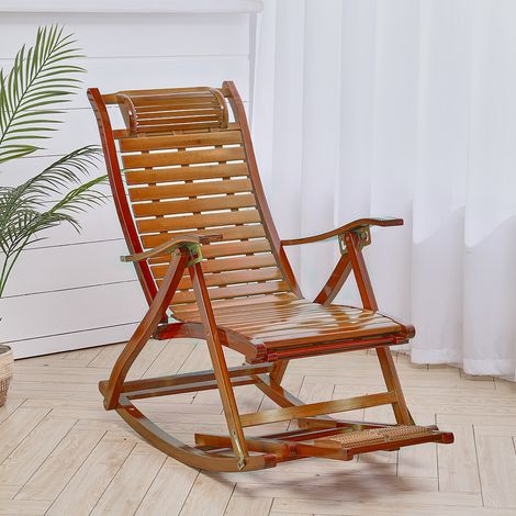 Bamboo Rocking Chair Foldable Recliner (1/5)