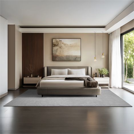 Tapis à poils ras doux et hypoallergénique antidérapant 200x290cm Gris