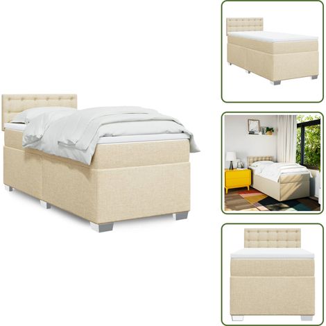 Materasso morbido - vidaXL Giroletto a Molle con Materasso Crema 90x190 cm in Tessuto - Letto con piedi stabili