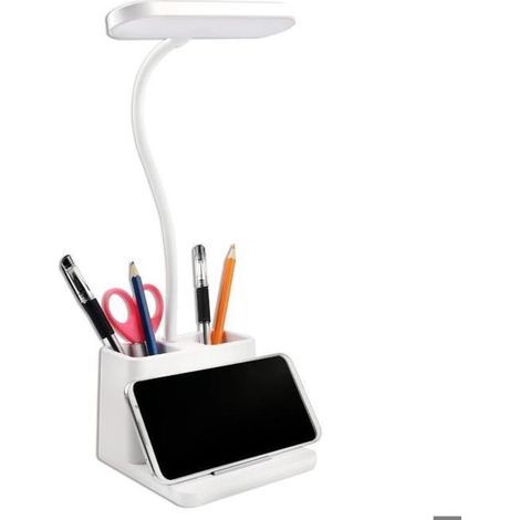 LED Desk Lamp, 5W, 3 Lighting Modes, Adjustable Brightness, USB Rechargeable, with Pen Holder and Stand, for Kids