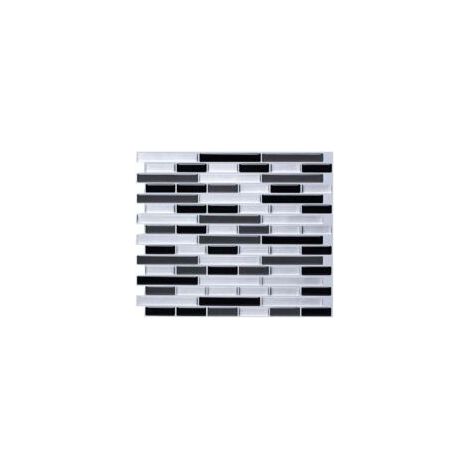 Selbstklebende Fliesentapete in gebürstetem Silber, 28 x 24 cm, Mosaik-Stil, wasserfeste Dekorfolie für Badezimmer- und Küchenfliesen - Crezuo (1/4)
