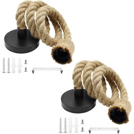 2 Pièces E27 Suspension Luminaire Induistrielle Lumière Suspendue De Corde de Chanvre Lampe Vintage Réglable Lampe Lustre pour Manger Hall Restaurant Barre Café-longueur 100cm