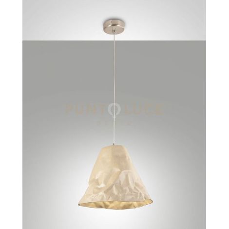 CRUMPLE SOSPENSIONE KAKI 1 LUCE IN METALLO E CERAMICA ATTACCO E28