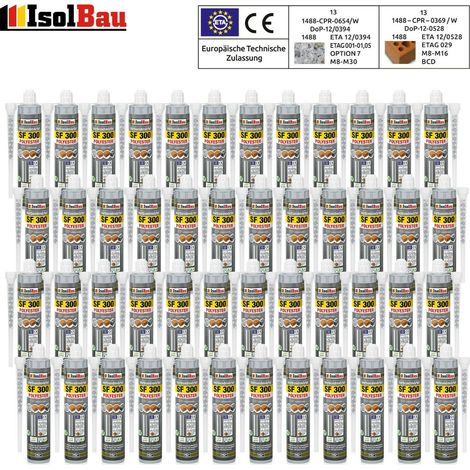 48x 300ml Injektionsmörtel Verbundmörtel SF 300 96x Mischer Montagemörtel (1/4)
