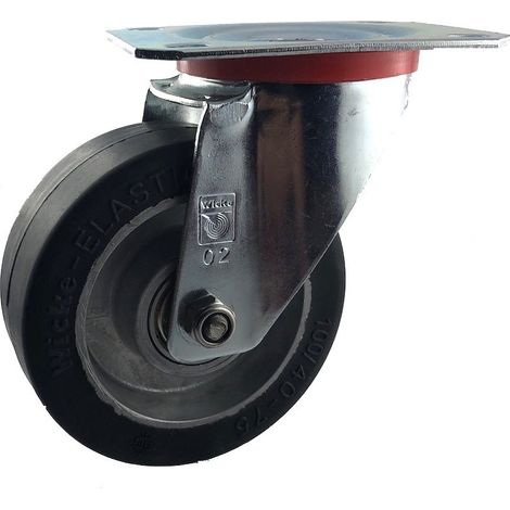 Roulette pivotante diamètre 100 mm caoutchouc EASYROLL® NOIR roulement à billes - 200 Kg (1/2)