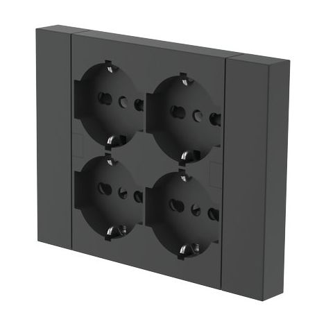 MULTIPRESA BIPASSO + SCHUKO INCASSO ELECTRALINE NERO POSTI 4 2P+T 16A
