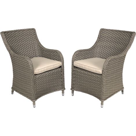 Dellonda DG64 Chester Rattan Wicker Outdoor Garden Dining Chairs 2pc (1/5)