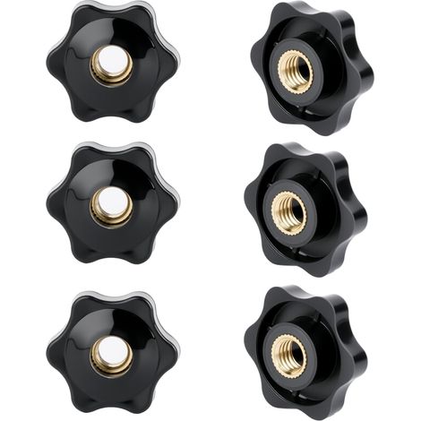 Lot de 6 écrous à poignée étoile M6 de 32 mm - Écrou papillon M6 - Vis à poignée étoile - Écrou de rechange - Pour meubles, machines, appareils de fitness - 32 mm (1/5)