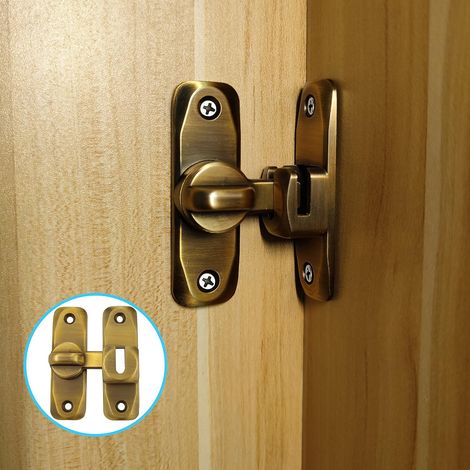 Lot de 2 Petit Verrou de Porte Coulissante à 90 Degrés pour Portes Intérieures Loquet de Portes à Ouverture Double Vintage pour Cuisine, Chambre, Salle d'Étude, Salle de Bain, Armoire (Laiton) (1/5)