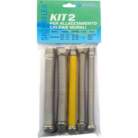 SET 5 RACCORDI INOX ESTENSIBILI 1/2 GAS  P/CALDAIA