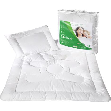 Piumino per bambini 100x135, cuscino 40x60, imbottitura medicale 600g+220g, bianco, anallergico