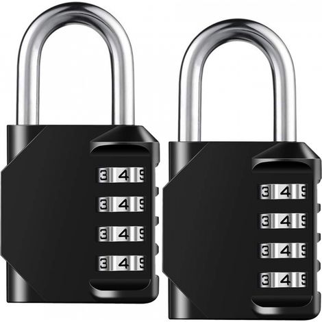 Lot de 2 cadenas à combinaison réinitialisables à 4 chiffres - Cadenas de sécurité robuste et étanche, idéal pour les casiers de gymnase, les portails de clôture et les boîtes à outils.