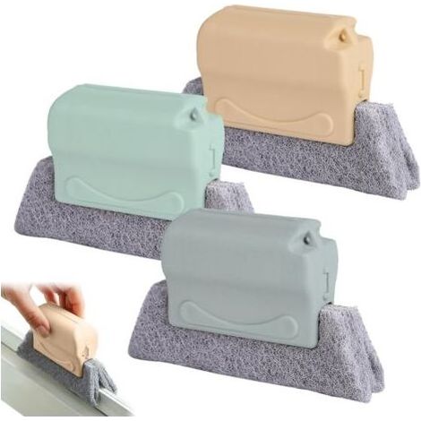 3 Pièces Brosses de Nettoyage de Rainures Fenêtre, Outils de Nettoyage pour Rainures de Fenêtre, Nettoyeur Rail Baie Vitrée, Brosse de Nettoyage Rainure pour Porte Coulissante, Volet, Cli (1/5)
