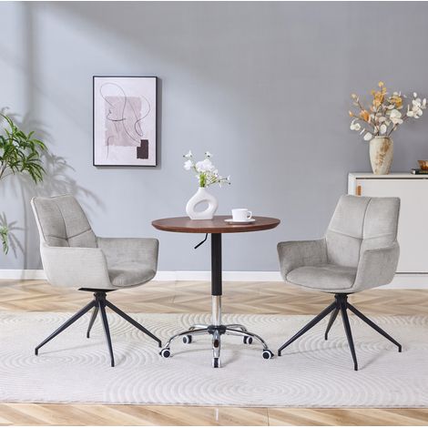 Silla de comedor giratoria 85 cm en gris con reposabrazos y patas de metal negro (1/5)