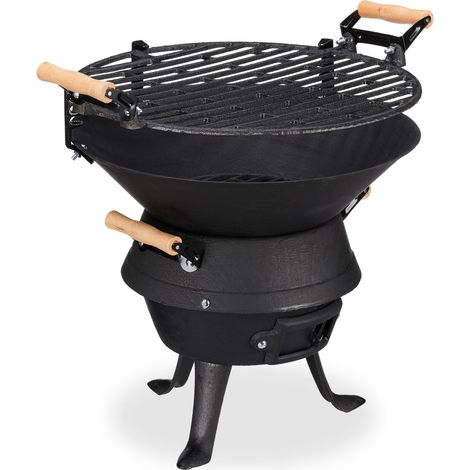 Barile per barbecue regolabile in altezza terrazza giardino 70 x 50 x 50 cm design rustico in ghisa 130005088