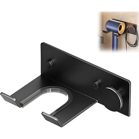 Porta asciugacapelli senza trapano, supporto per asciugacapelli autoadesivo 3 in 1, staffa in metallo, supporto per asciugacapelli a parete, per bagno, camera da letto, parrucchiere (1/5)
