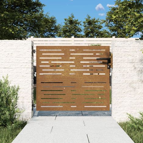 Portail de jardin Portail de clôture Portillons de jardin 85x75 cm acier corten conception de carré XRJR489383 (1/5)