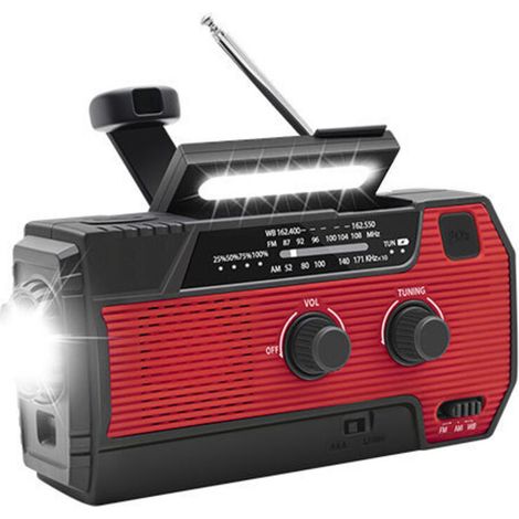 Radio multifunción – Radio de emergencia – Radio de manivela – Portátil – Función SOS – ABS – Rojo (1/5)