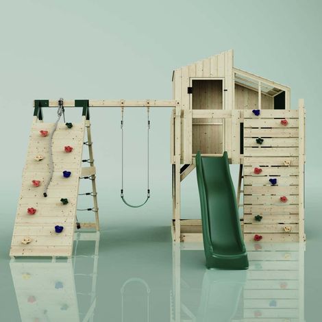 PolarPlay Spielturm Julie aus Holz in RosaBabyschaukel