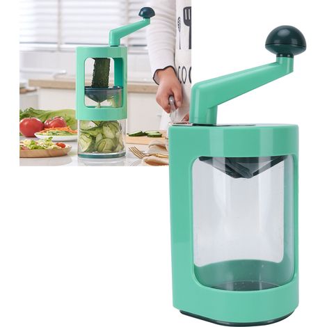 Coupe-légumes manuel à manivelle, outil pratique pour la maison, pour râper et trancher, avec 2 lames (1/5)