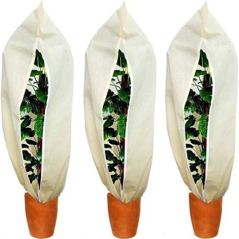 Winter Plant Protection Covers - Fits trees and various plants, 3 pieces, apricot color, 80x100 cm