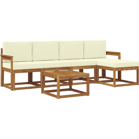 Outdoor Sofa Set with Cushion 6 pcs Natural and Cream vidaXL
