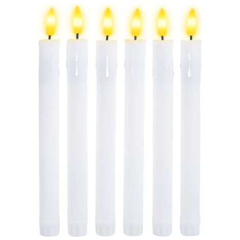 Lot de 5 bougies coniques rechargeables sans flamme, bougies LED de 22 cm avec télécommande et minuterie, fonctionne sur piles, pour la décoration de fenêtres, mariages, Noël et maison. (1/5)