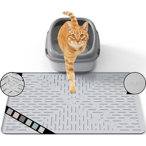 1 Tapis Litiere Chat, Silicone Imperméable 60x40cm, Bordure Surélevée Antidérapante, Pour Bac A Litiere