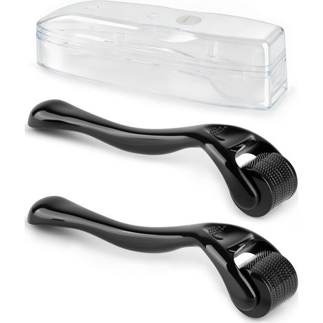 Set di rulli per microneedling da 0,5 mm e 1 mm per pelle, capelli e barba - 2 pezzi con 540 aghi in titanio, ergonomici e portatili (1/5)