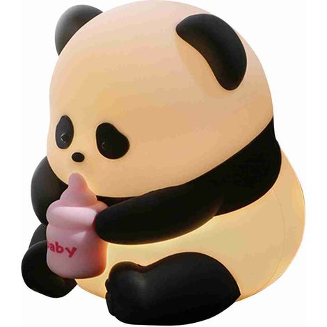 Veilleuse Tactile Pat Light Panda Assis Silicone Rechargeable Lumière Douce Ambiance Chambre Design Mignon Noir et Blanc Compact (1/4)