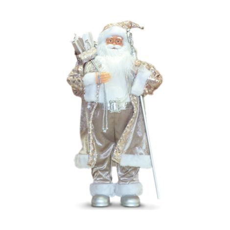Decorazione Casa Natalizia Babbo Natale con Carillon Bianco 50 cm
