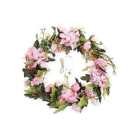 Künstlicher Blumenkranz für die Haustür, hängender Sommerkranz mit Lichterkette