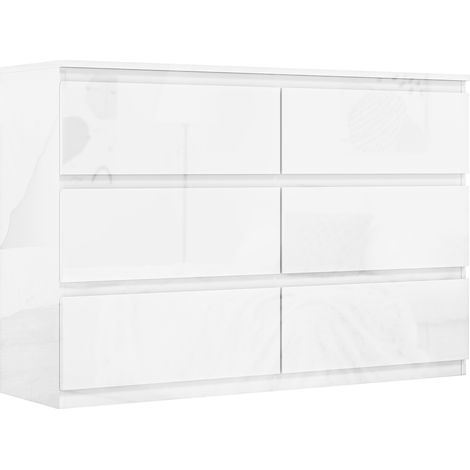 Cassettiera 6 Cassetti 112x34x75 cm in Legno Ingenerizzato Bianco (1/5)